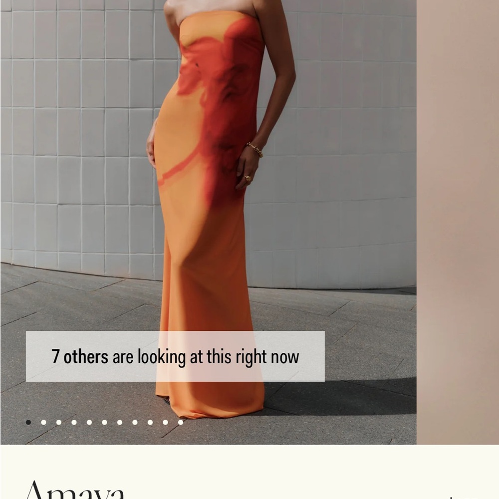Meshki Orange Strapless Asymmetrical Ruched Gown